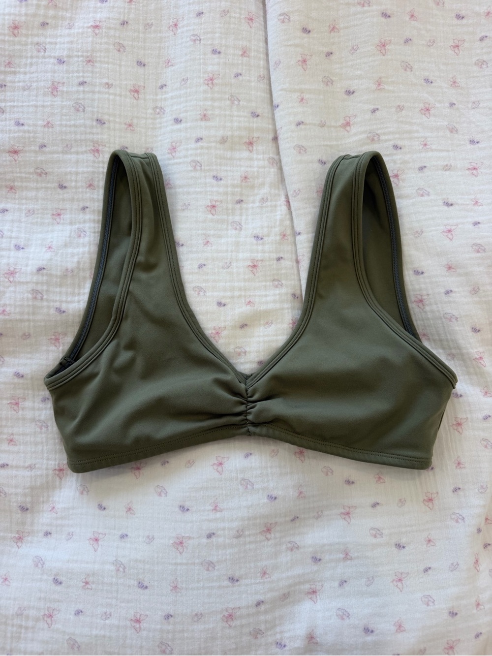 Scoop Front Olive Bralette with Center Ruching - Women Intimates